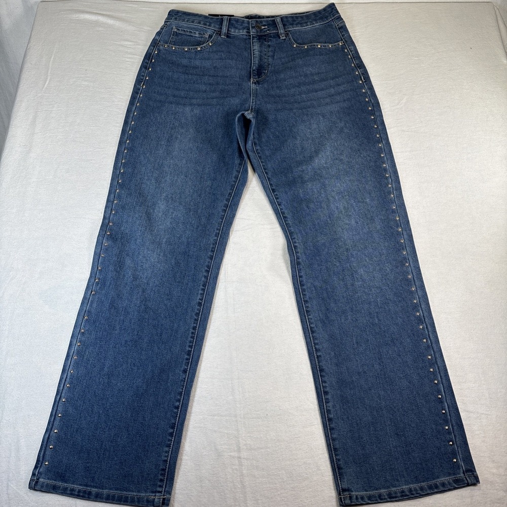 NEW‎ Express Embellished Jeans WOMENS Blue Medium Wash Studs SIZE 10 INSEAM 30"